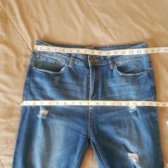 Wax Jeans Size 13 Distressed Skinny Blue Denim Pants Frayed Release hem Womens - Picture 9 of 12